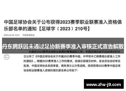 丹东腾跃因未通过足协新赛季准入审核正式宣告解散